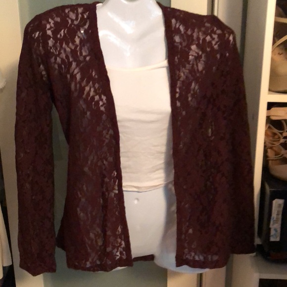 BOGO Level 8 Burgundy Lace Cardigan - Picture 5 of 9